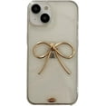 thumbnail image 1 of Simple 3D Bow Clear Soft Phone Case Compatible with iPhone Case (Gold,iPhone 12 Pro), 1 of 7