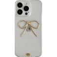 thumbnail image 1 of Simple 3D Bow Clear Soft Phone Case Compatible with iPhone Case (Gold,iPhone 13 Pro), 1 of 7