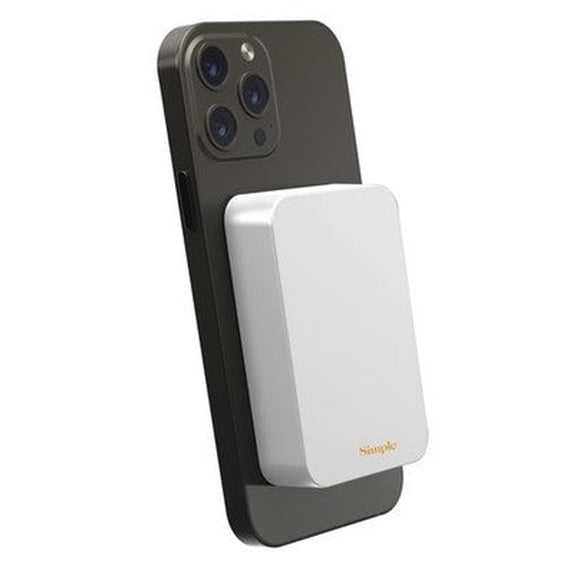 Simple 5,000mah Magnetic Wireless Charging Battery White