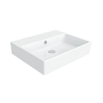 Simple 50.40B.00 Wall Mount/Vessel Bathroom Sink in Ceramic White without Faucet Hole