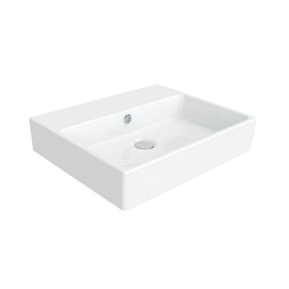 Simple 50.40B.00 Wall Mount/Vessel Bathroom Sink in Ceramic White without Faucet Hole