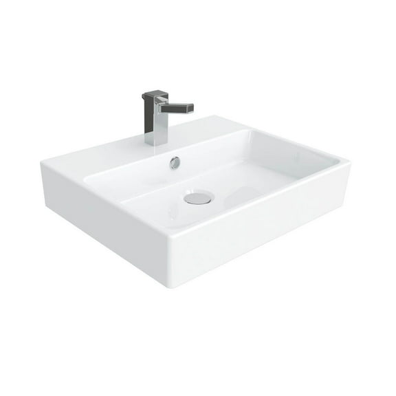 Simple 50.40B.01 Wall Mount/Vessel Bathroom Sink in Ceramic White with One Faucet Hole