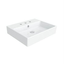 Simple 50.40B.03 Wall Mount/Vessel Bathroom Sink in Ceramic White with Three Faucet Holes