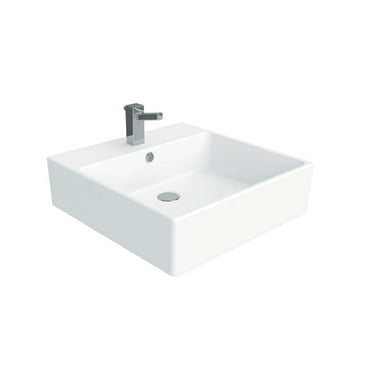 Simple 50.50A.01 Wall Mount/Vessel Bathroom Sink in Ceramic White with One Faucet Hole