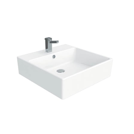 Simple 50.50A.01 Wall Mount/Vessel Bathroom Sink in Ceramic White with One Faucet Hole