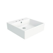 Simple 50.50A.03 Wall Mount/Vessel Bathroom Sink in Ceramic White with Three Faucet Holes