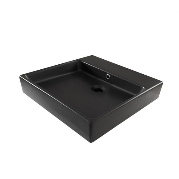 Simple 50.50B.00 BM Wall Mount/Vessel Bathroom Sink Without Faucet Hole in Matte Black