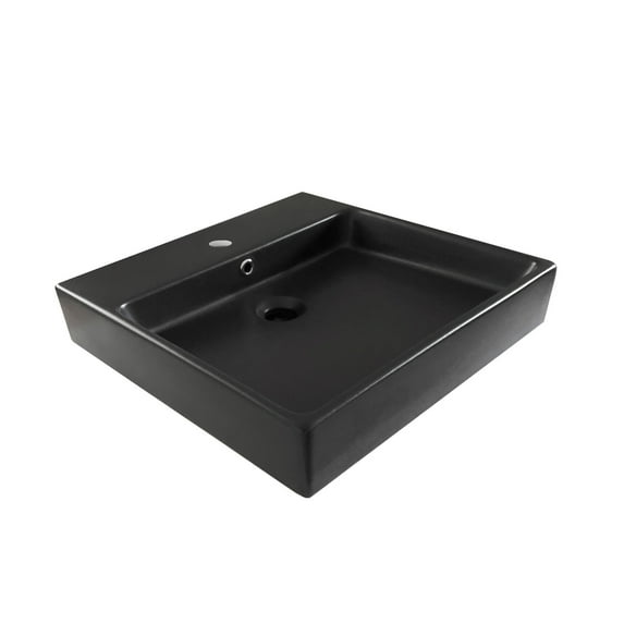 Simple 50.50B.01 BM Wall Mount/Vessel Bathroom Sink With One Faucet Hole in Matte Black