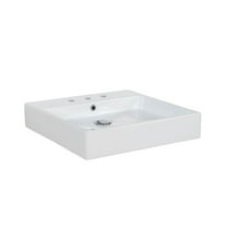 Simple 50.50B.03 Wall Mount/Vessel Bathroom Sink in Ceramic White with Three Faucet Holes