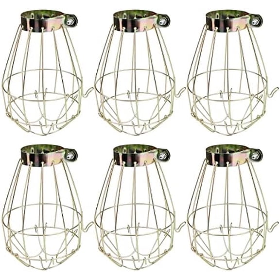 Simple 6-Pack Adjustable Industrial Clamp on Metal Bulb Guard Cage, Vintage Wire Lampshade for Pendant, Farmhouse Light Fixture, Vintage Lamp Shades and Hanging Lamp$$Tools & Hardware Other