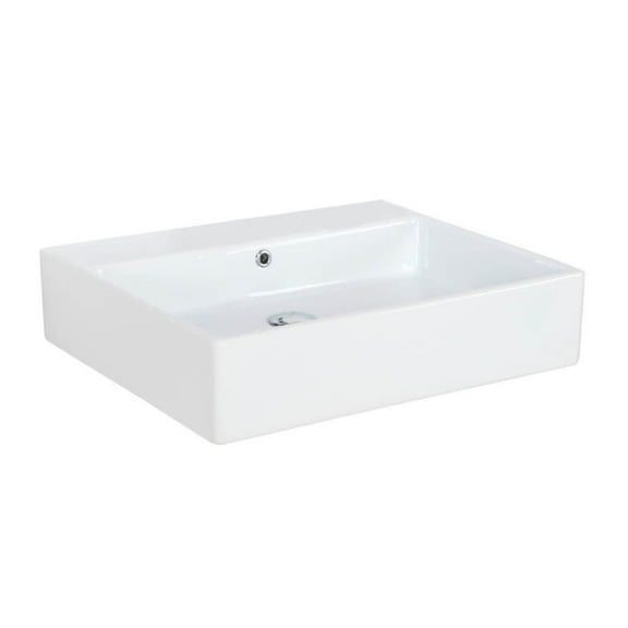 Simple 60.50A.00 Wall Mount/Vessel Bathroom Sink in Ceramic White without Faucet Hole