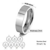 Simple 6mm Stainless Steel Couple Rings, Fashionable Machined Titanium Steel Rings for Women and Men