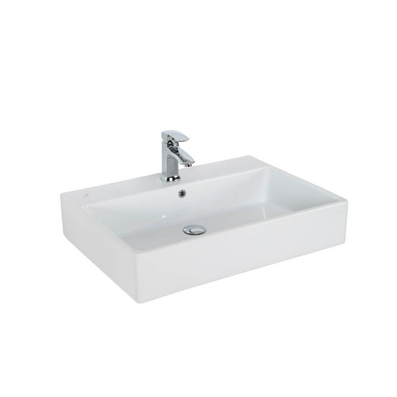 Simple 70.50A.01 Wall Mount/Vessel Bathroom Sink in Ceramic White with One Faucet Hole
