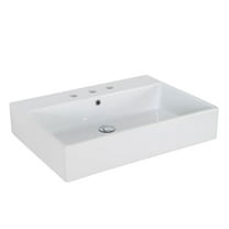 Simple 70.50A.03 Wall Mount/Vessel Bathroom Sink in Ceramic White with Three Faucet Holes