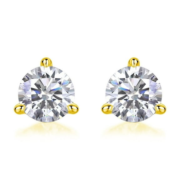 Simple 9K Gold Women Natural Diamond Stud Earrings Brilliant Cut 0.04ctw SI/GH 3 Prongs Daily Wear