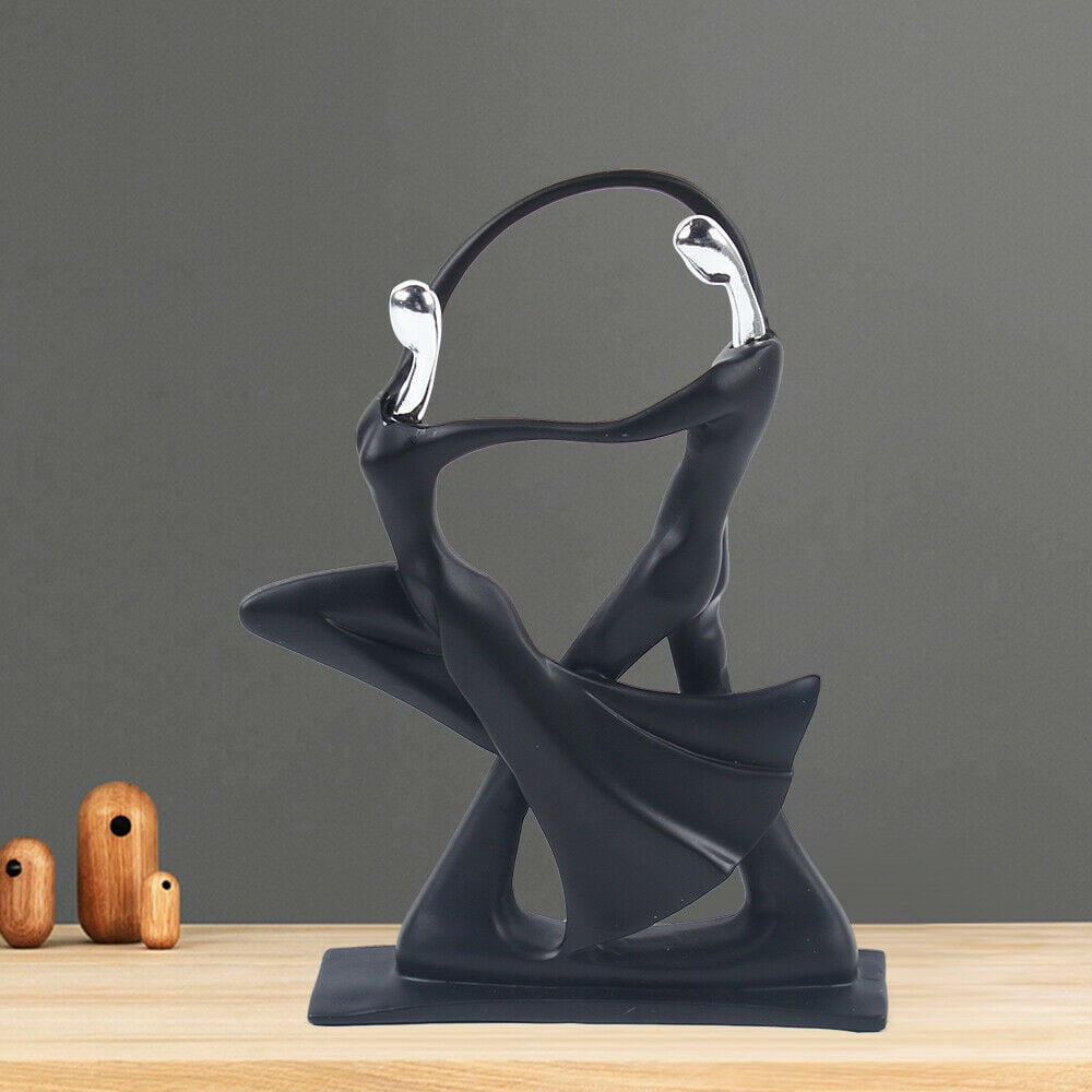 Elegant Black Resin Duo Dancer Statue for Home Decor