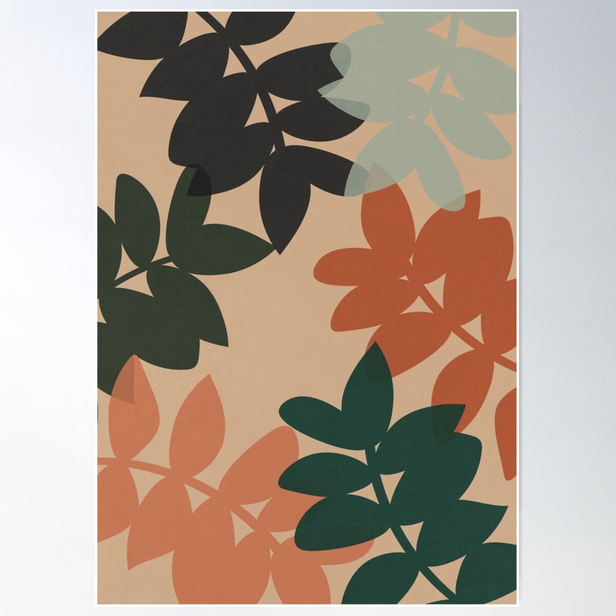 Simple Abstract Leaf Simple Abstract Leaf Illustration Poster Wall Art, Modern Wall Decor ...