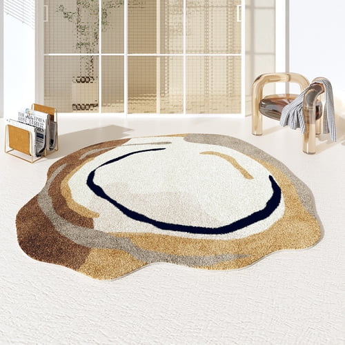 Simple Abstract Living Room Round Carpet Bedside Large Plush Carpets Home Cloakroom Dresser Soft Non-slip Rugs