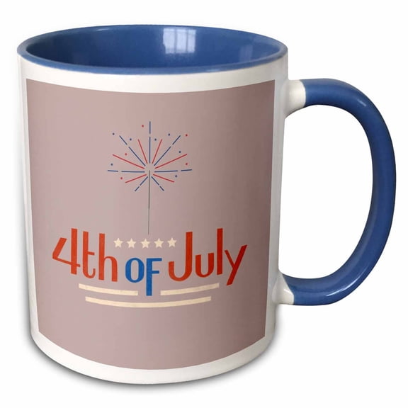 3drose, Simple and Creative 4th of July Mixed American Flag Color, 11oz Two-tone Blue Mug