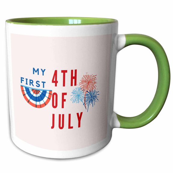 3drose, Simple and Creative My First 4th of July, 15oz Two-tone Green Mug