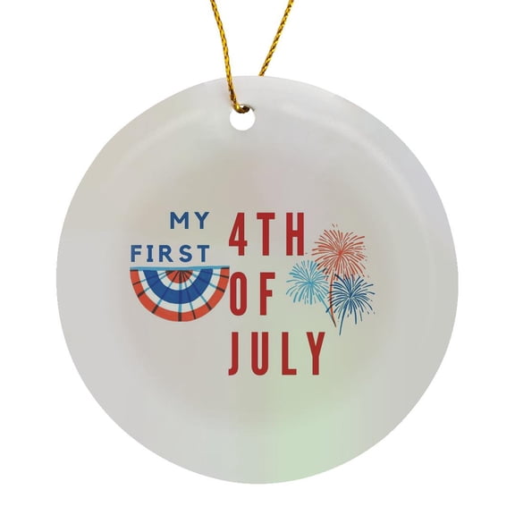 3drose, Simple and Creative My First 4th of July, Circle Porcelain Ornament