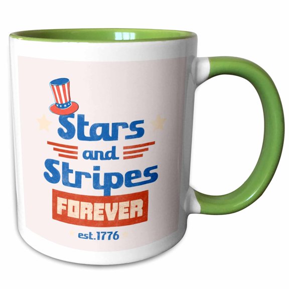3drose, Simple and Creative Stars and Stripes Forever, 11oz Two-tone Green Mug