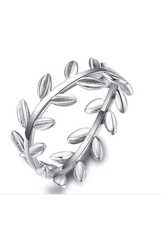 Simple And Delicate Leaf Shaped Copper Ring Inlay Zircon Inlaid Gems Unisex Natural Style Jewelry Sizes 6 7 8 9