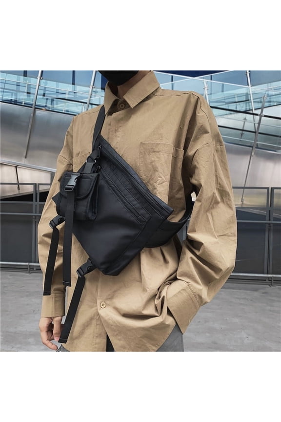 Simple And Versatile Tooling Functional Messenger Bag,Black