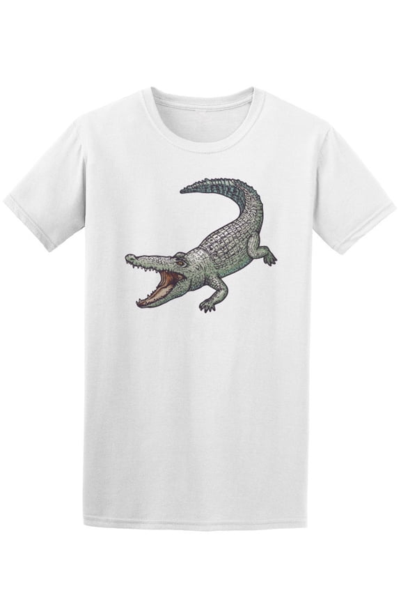 Simple Art Alligator Mouth Open T-Shirt Men -Image by Shutterstock, Male XX-Large