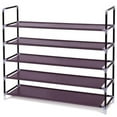 thumbnail image 1 of Simple Assembly 5 Tiers Non-woven Fabric Shoe Rack with Handle Dark Brown, 1 of 7