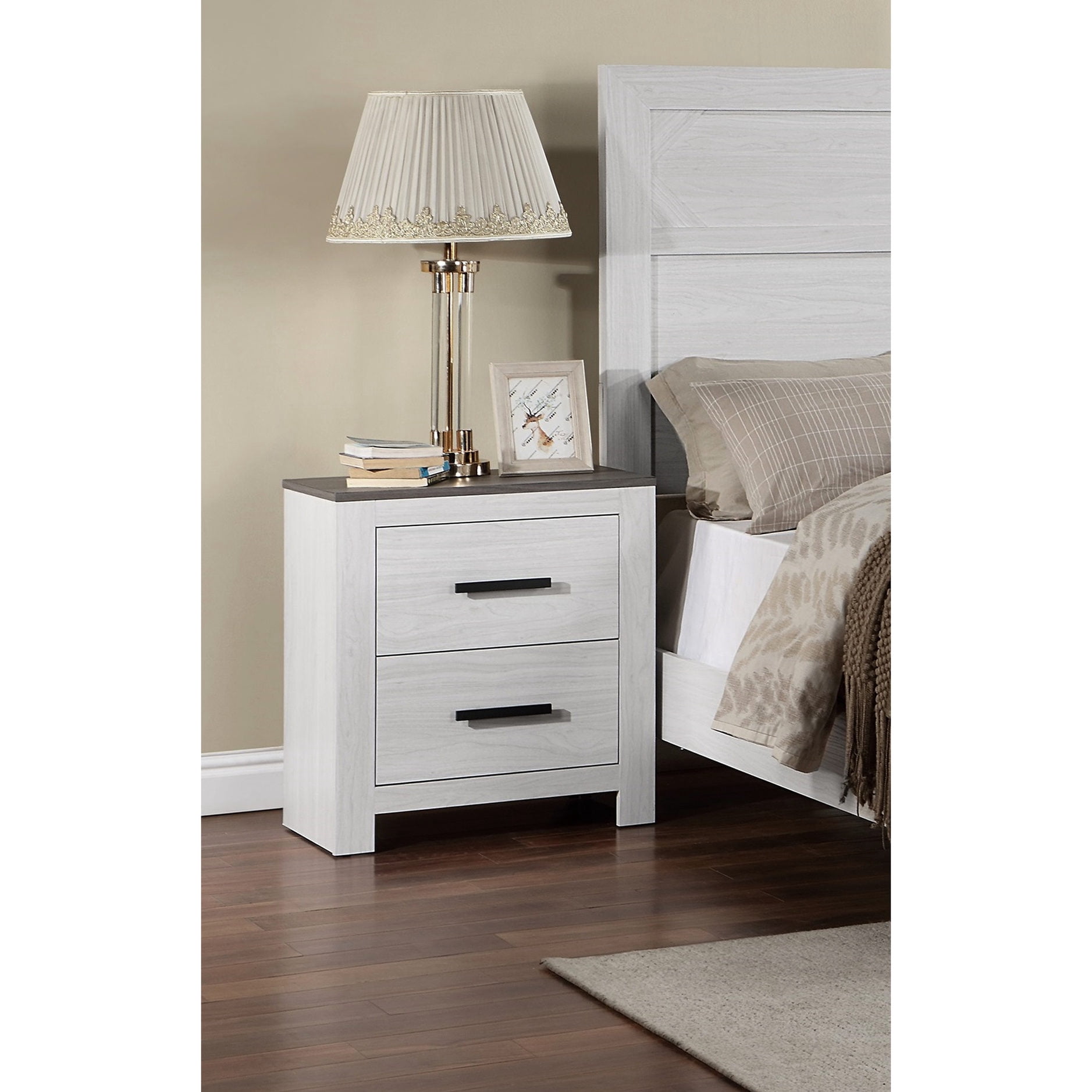 Simple Assembly/In Bedroom Space/2-Drawer White Nightstand - Walmart.com
