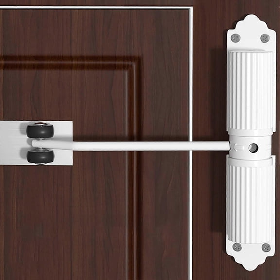 Simple Automatic Door Closer,Adjustable Spring Door Closer,Household Closing Device,With Roller,Cast Aluminum,white