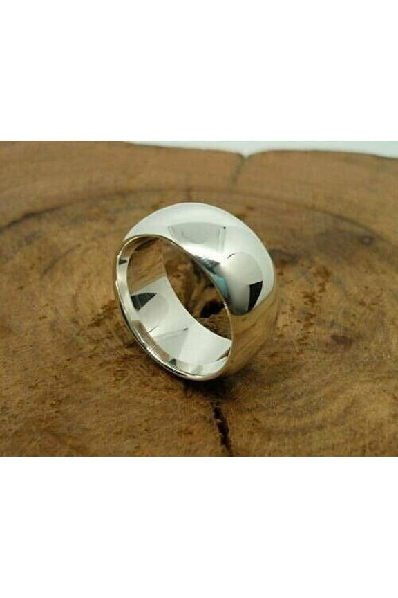 Simple Band Solid 925 Sterling Silver Dome Statement Ring Handmade Woman jewelry