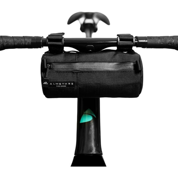 Simple Bar Bag Midnight Black | Soft-Shell Bike Handlebar Bag with Waterproof Zipper & Adjustable Straps | Lightweight Bicycle Handlebar Bag, Compatible with Road, Gravel & MTB Bikes