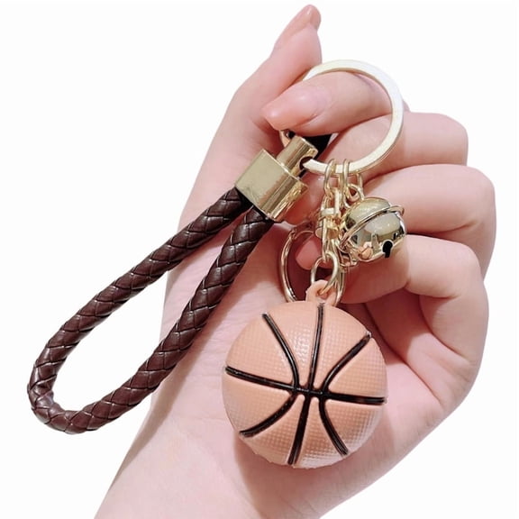 Simple Basketball Bell Charm Keychain Hanging Ornament Keyring Key Holder Pendants for Purse Bag Backpack Handbag