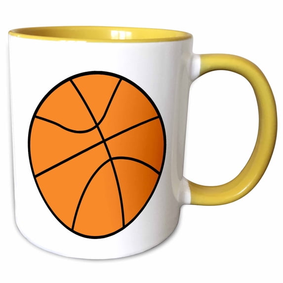 3drose, Simple Basketball Vector Sports Design, 15oz Two-tone Yellow Mug
