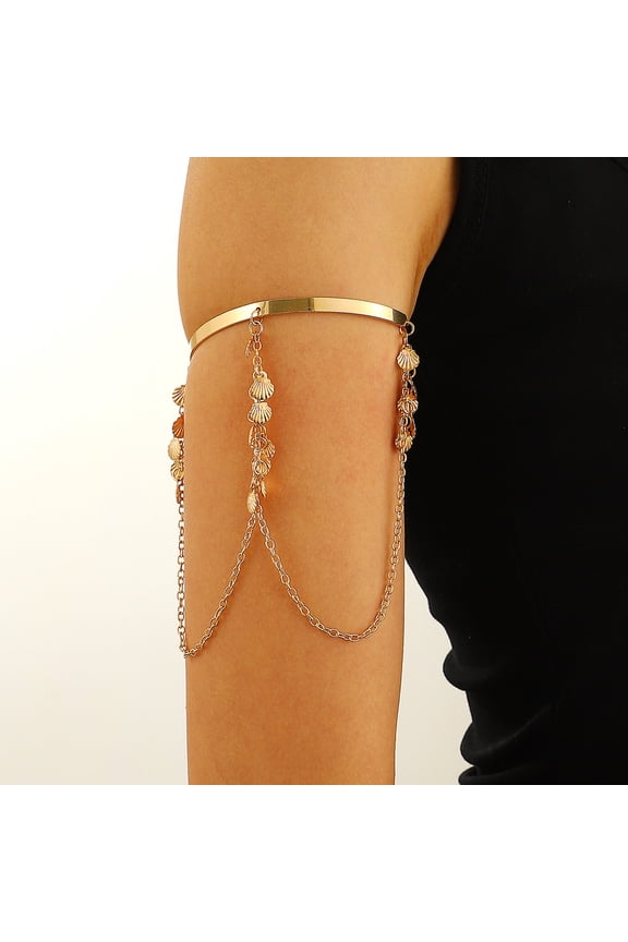 Simple Bead Tassel Upper Arm Chain Bracelet Multi-layered Bikini Armlet Adjustable Open Arm Cuff Bangle Bracelets Summer Beach Body Jewelry for Women (including 1 Piece)