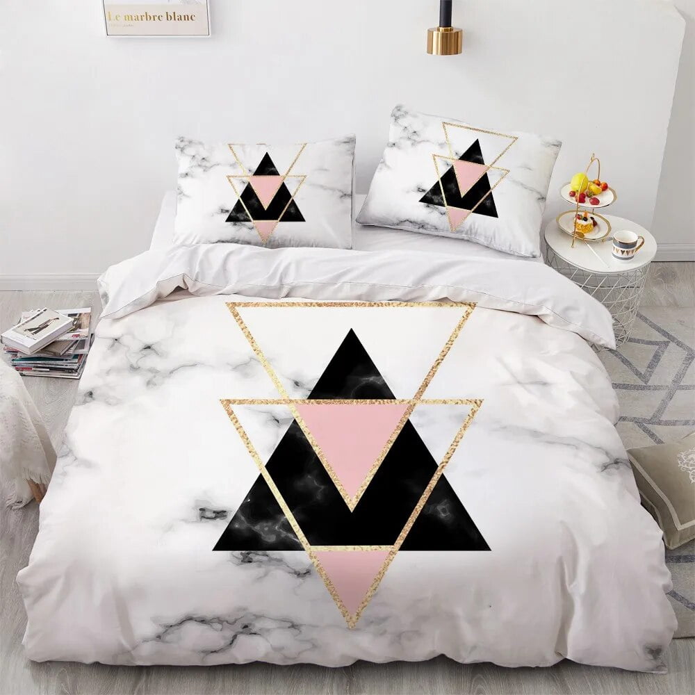 Simple Bedding Sets 3D Marbling Duvet Quilt Cover Set Comforter Bed ...