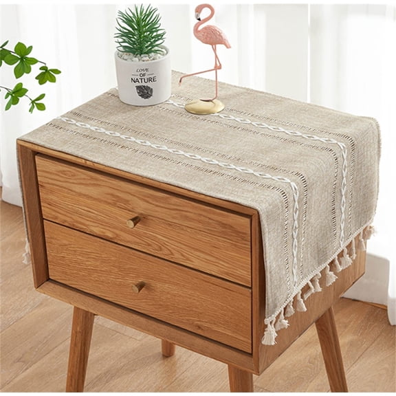 Simple Bedside Table Tassel Cover Cloth, Nightstand Tablecloth Cover Towel, Suitable for Bedside Table TV Microwave Washing Machine Refrigerator Dust Cove