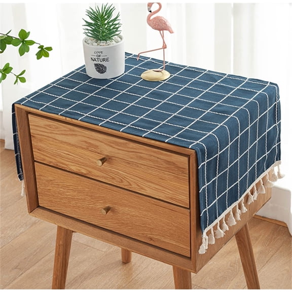 Simple Bedside Table Tassel Cover Cloth, Nightstand Tablecloth Cover Towel, Suitable for Bedside Table TV Microwave Washing Machine Refrigerator Dust Cove
