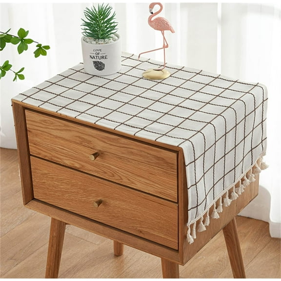 Simple Bedside Table Tassel Cover Cloth, Nightstand Tablecloth Cover Towel, Suitable for Bedside Table TV Microwave Washing Machine Refrigerator Dust Cove