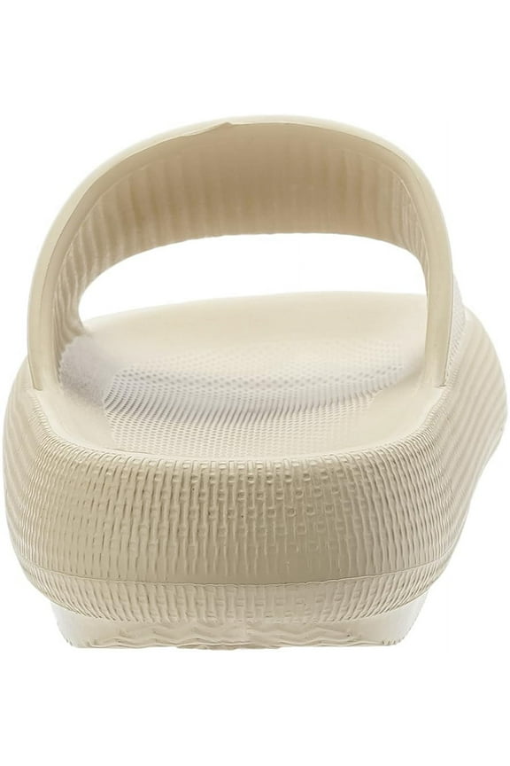 Simple Beige Textured Thick - soled Slip - on Comfortable Casual Slippers