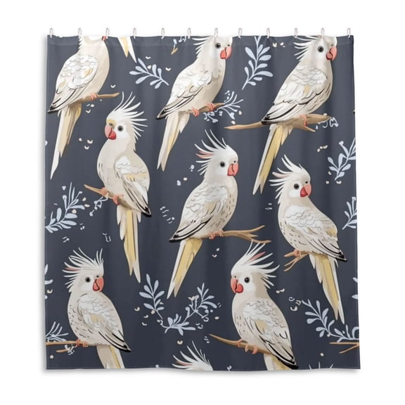 Simple Birds Pattern Shower Curtain Liner 66x72 Inch Waterproof Shower Curtains Decorative Bathroom with 12 Pack Hooks