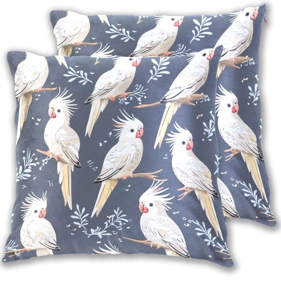 Simple Birds Pattern Throw Pillow Covers 16x16 Inch 2 Packs Decorative Square for Living Room Couch Bed Sofa