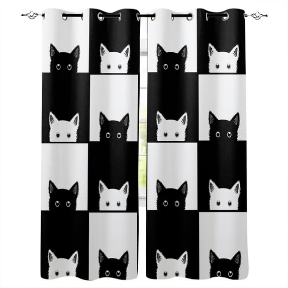Simple Black And White Stripes Curtains Decor Swag Kids Room Curtain Panels With Grommets Window Treatment Val