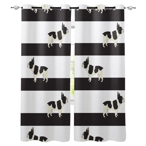 Simple Black And White Stripes Curtains Outdoor Decor Swag Kids Curtain Panels With Grommets Window Treatment