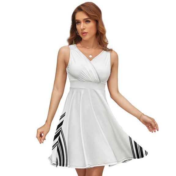 Simple Black And White Stripes Dress Fashion Beach Long Dresses Female Party Printed Sundress