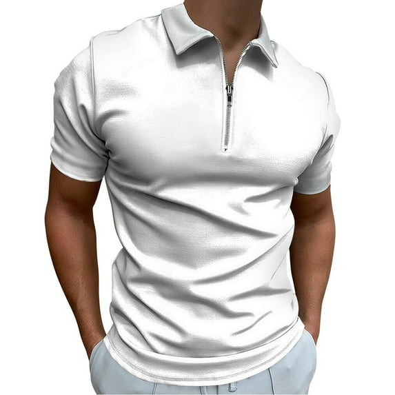 Simple Black And White Stripes Men Zipper T-shirt Summer Casual Short Sleeve T-shirt Top