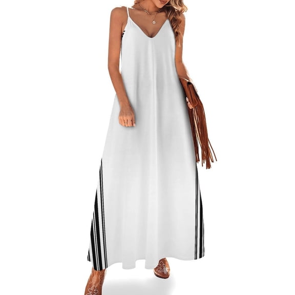 Simple Black And White Stripes Sleeveless Dress Women's Evening Dress Womans Clothing