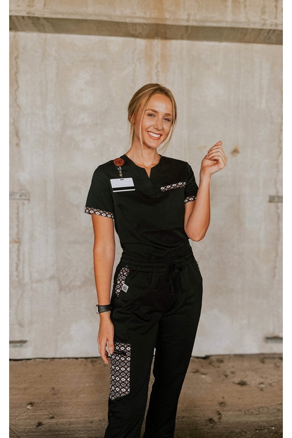 Simple Black Aztec Top